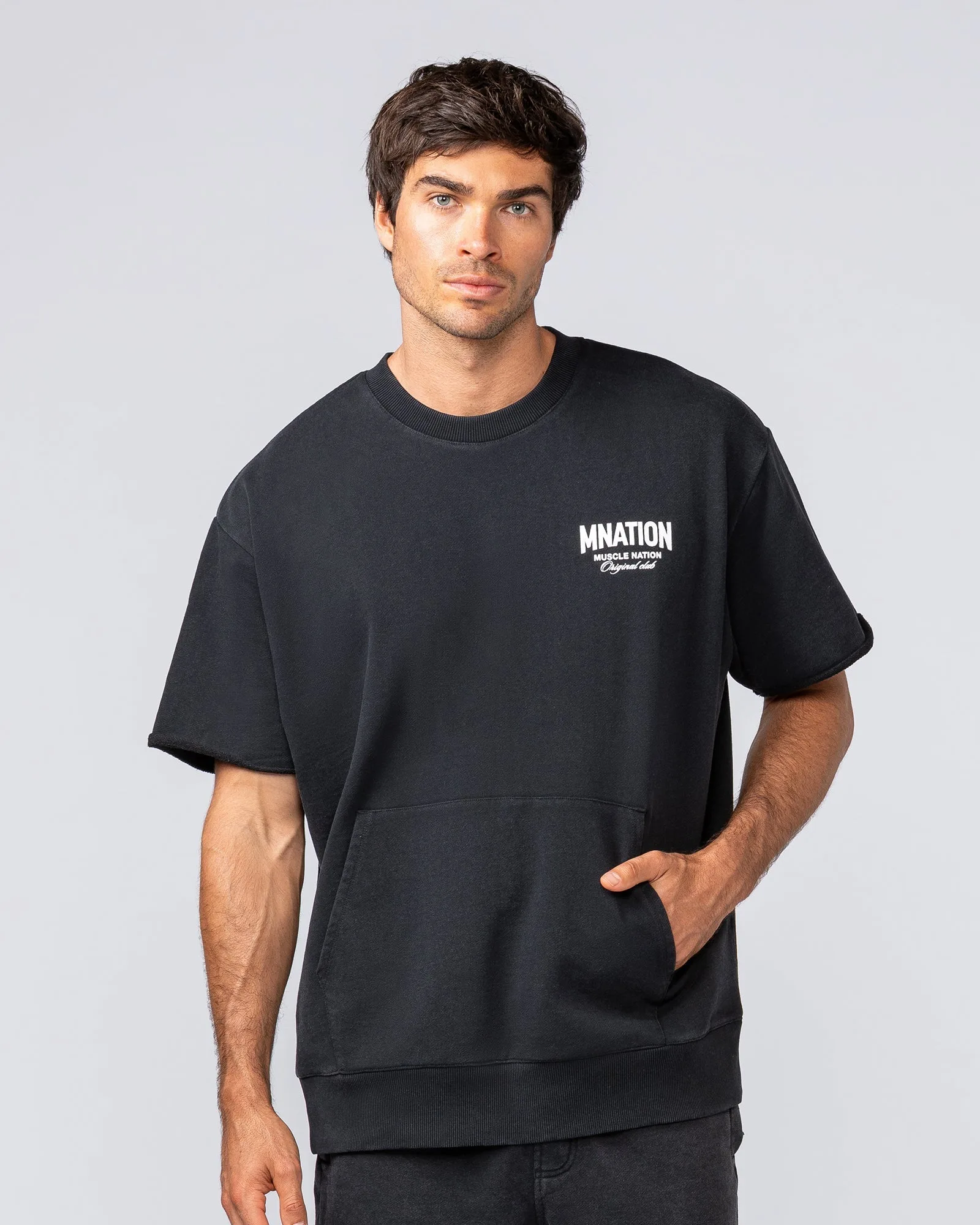 Camiseta Heritage Loopback Oversized - Negro lavado