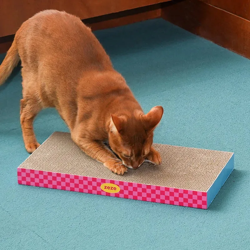 Rascador para gatos ZEZE Neon Sweetheart – Base de cartón corrugado de 44 cm