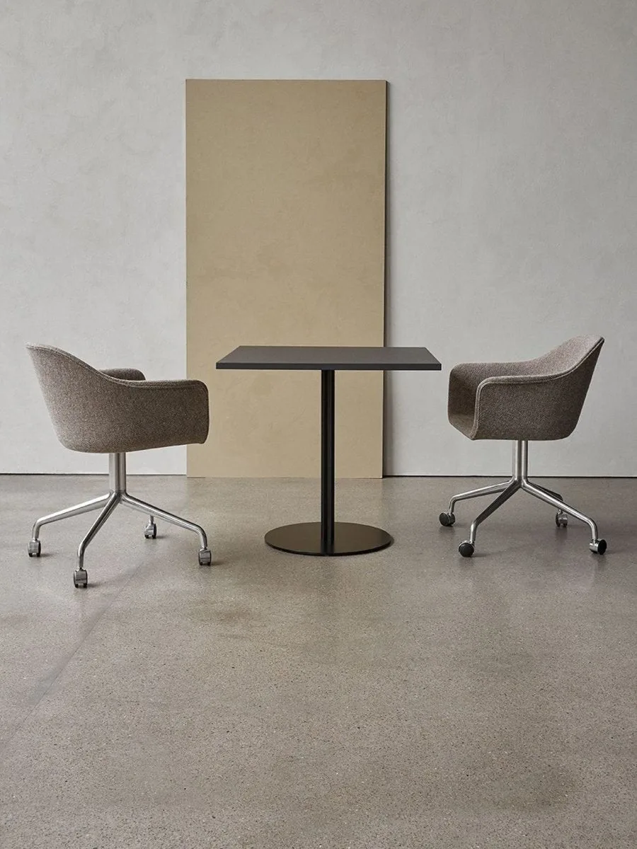 Harbour Arm Chair, Dining Height, Polished Aluminum Star Base w/Casters, Upholstered