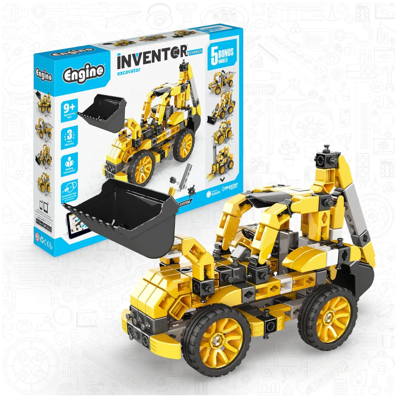 Engino Inventor Mechanics - Graafmachine: STEM technisch speelgoed voor kinderen 9+ (5 modellen)