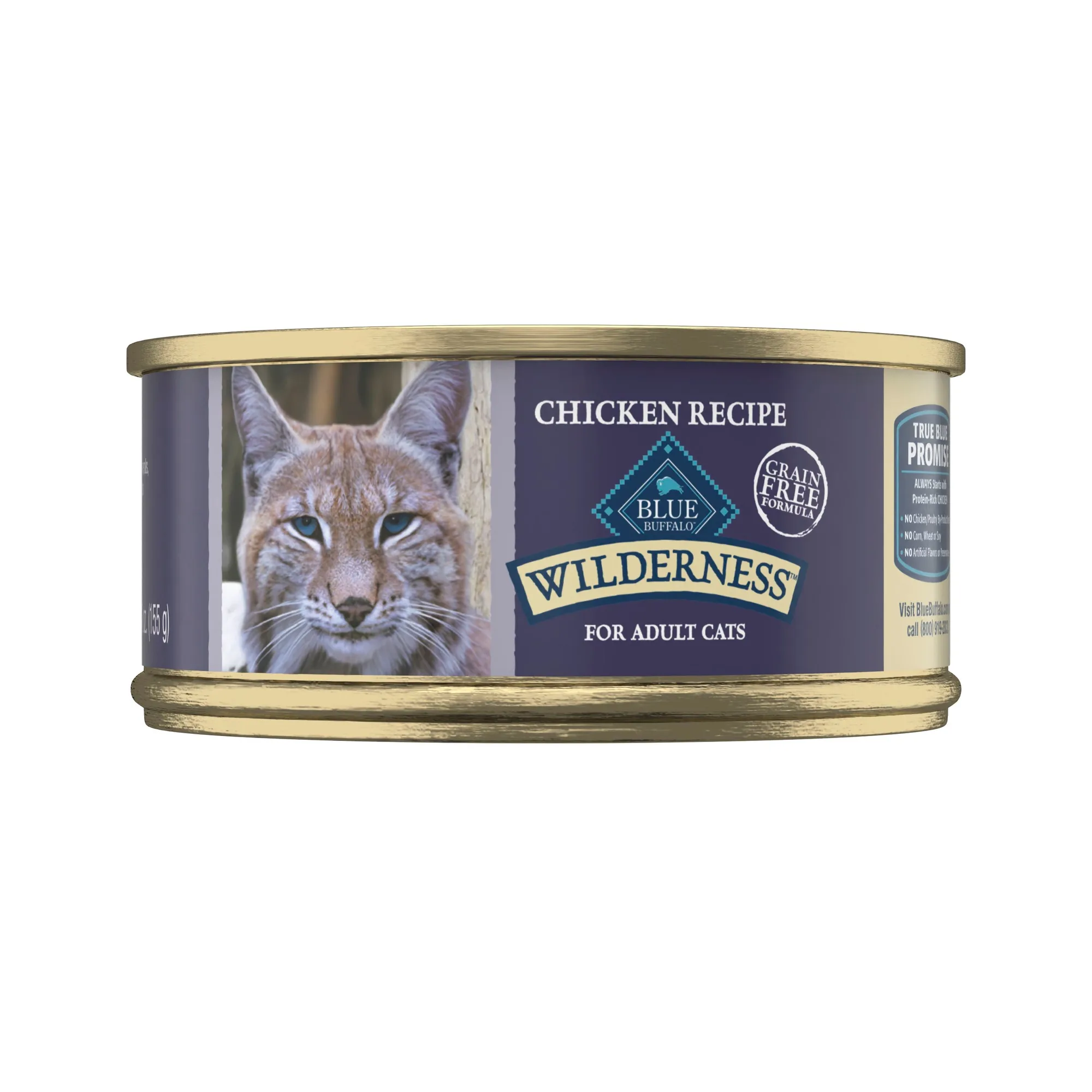 Blue Buffalo Wilderness Natural Wet Cat Food Paté, High-Protein & Grain-Free Recipe, Chicken, 5.5-oz. Can