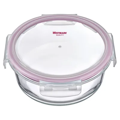 Glass food storage box, 950 ml, round