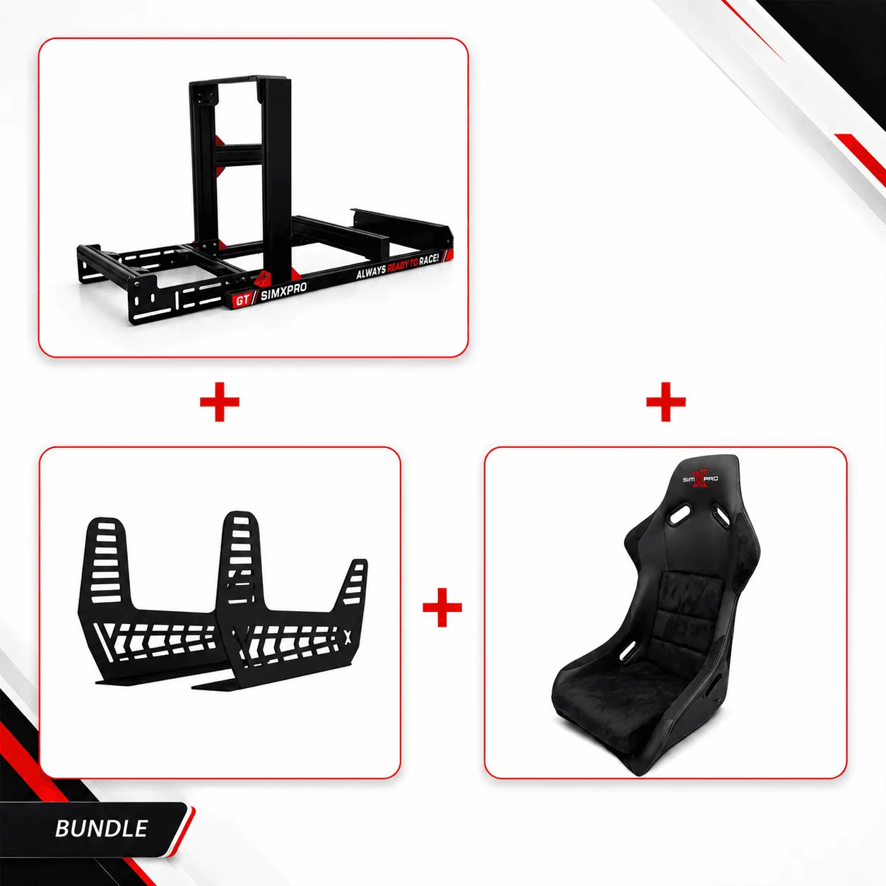 SimXPro GT + Asiento GT + Soportes: ¿Qué incluye?