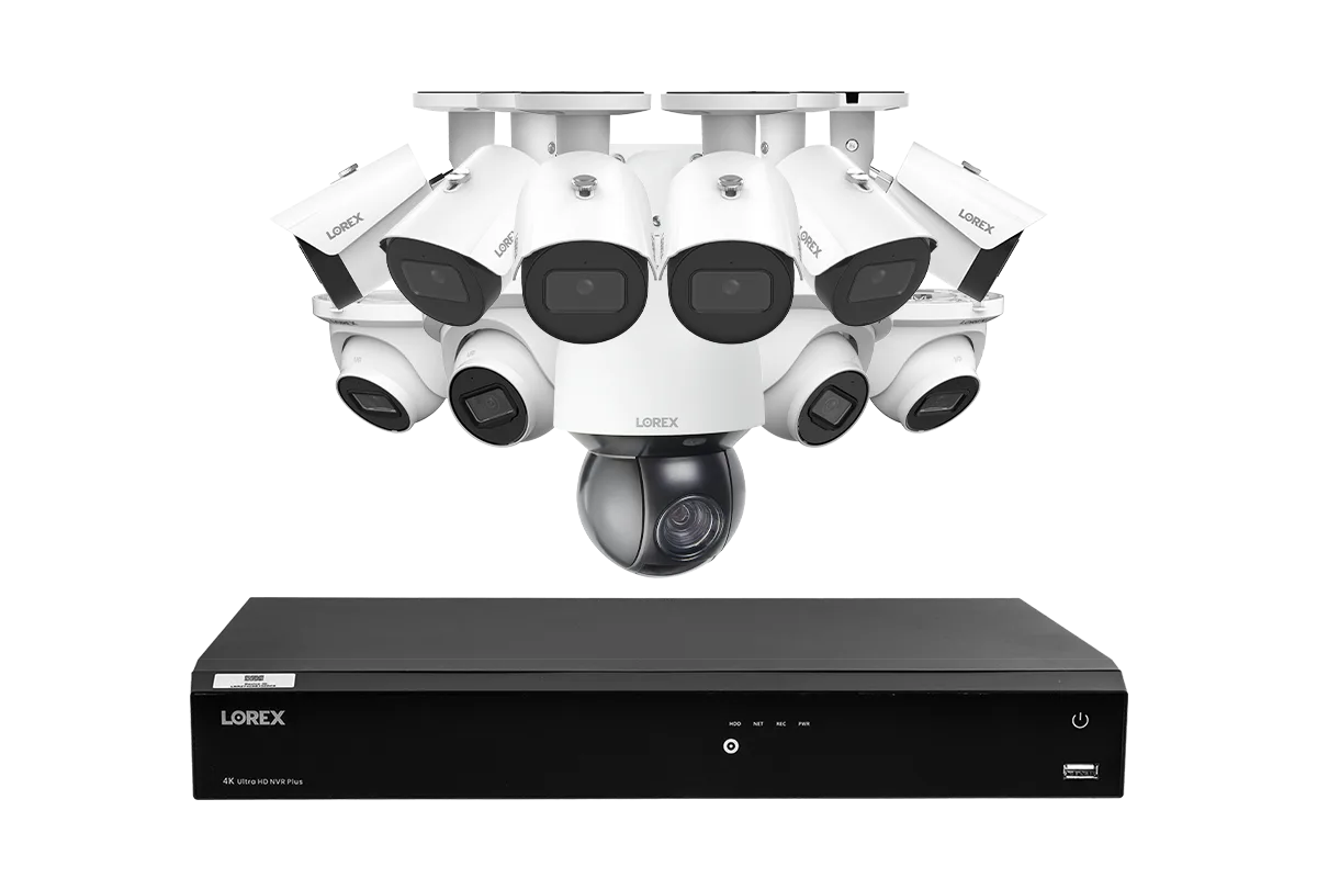Lorex 4K Fusion 4TB Wired NVR System with Six 4K IP Bullet Cameras and Four 4K IP Dome Cameras and 4K PTZ Camera
