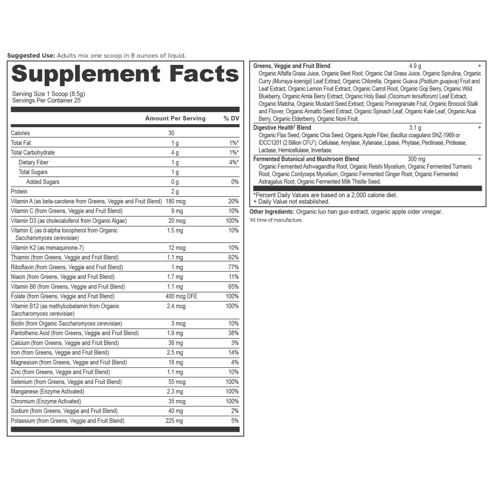 Organické SuperGreens + Multivitamin