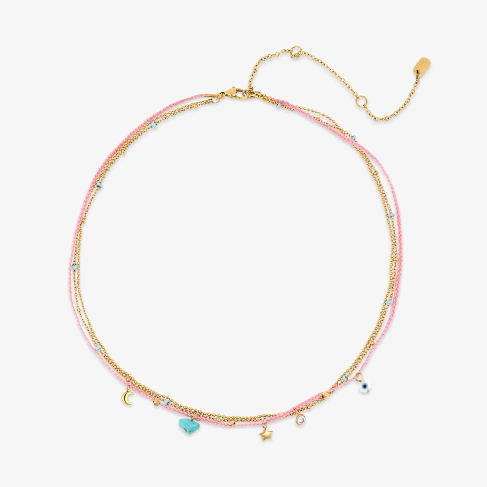Collier superposé corde et chaîne