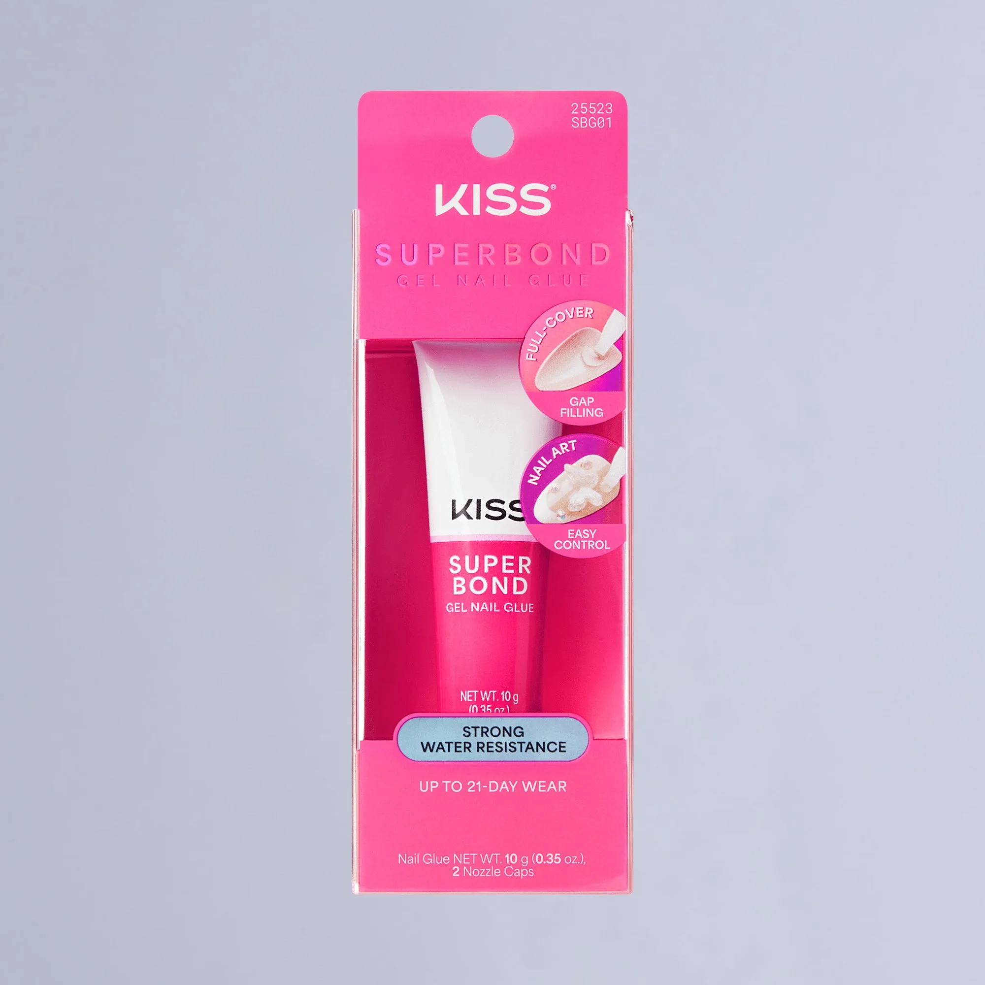 Kiss SuperBond Gel Nail Glue | Nail Adhesive, Press-On Glue, Nail Art Glue, Strong Hold, Gap Filling, Long Lasting, Up To 21-Day Wear, Water Resistant, 0.35 oz.