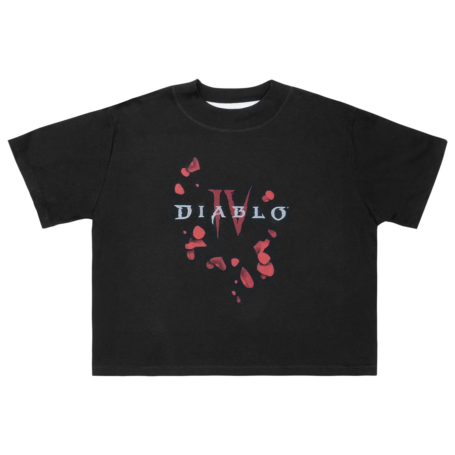 تيشيرت نسائي أسود قصير Diablo IV بتصميم البتلات