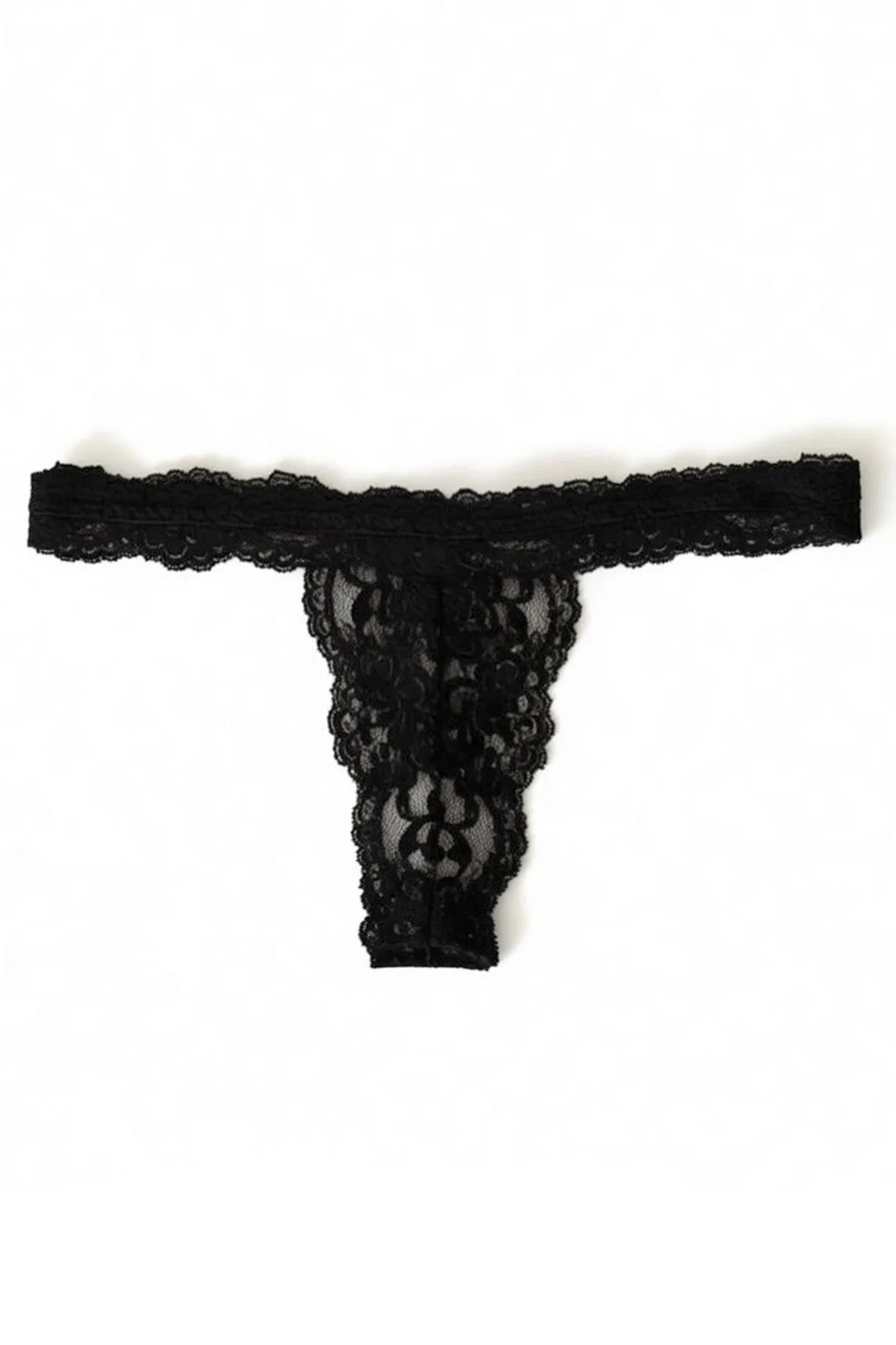 Tanga de encaje Echo de tiro alto y bajo en encaje negro excedente
