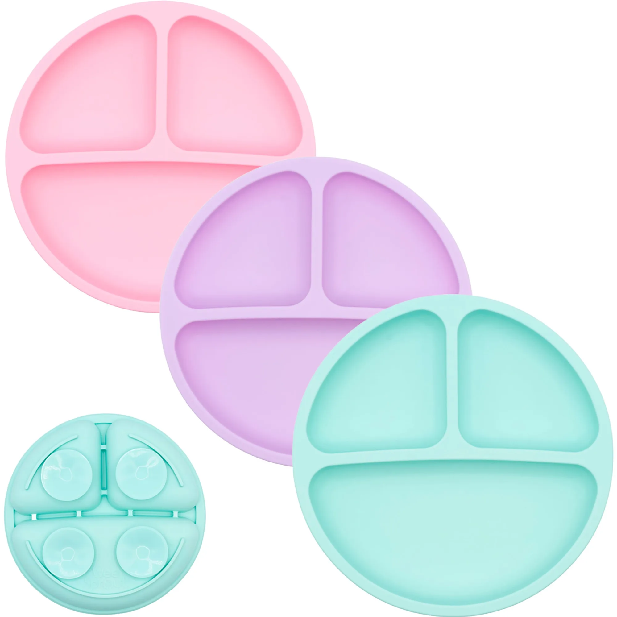 Silicone Suction Plates – Set of 3 (Lid Option Available)