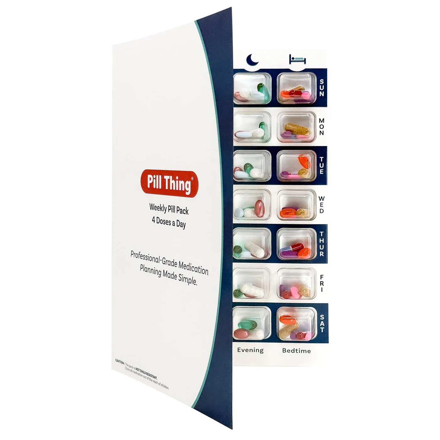 4 Times a Day Weekly XL Cold Seal Pharmacy Blister Pack System Cards for Pills - 100 Pack