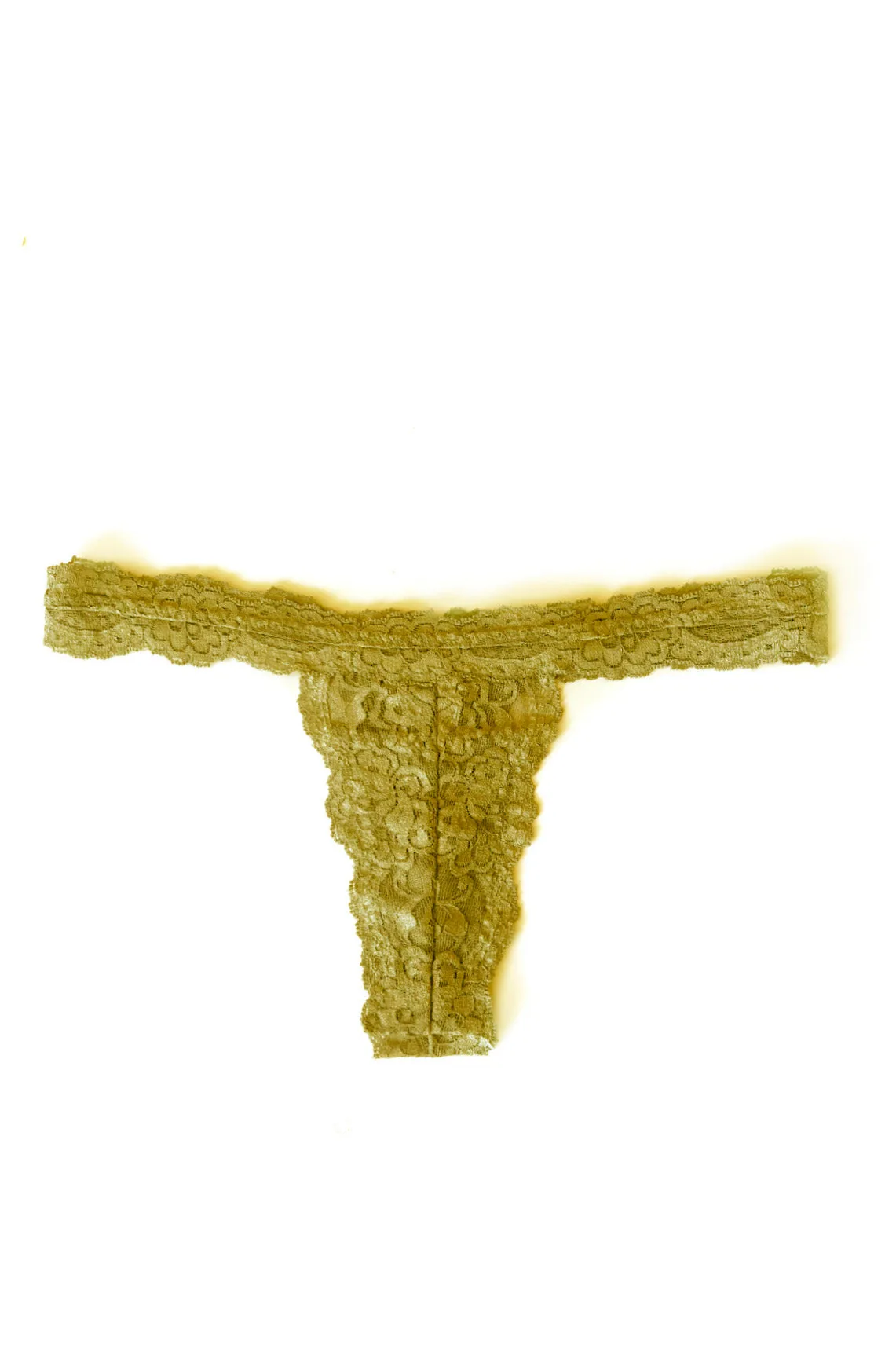 Echo High Low Rise Lace Thong in Ringelblumengelb aus organisch gefärbter Deadstock-Spitze