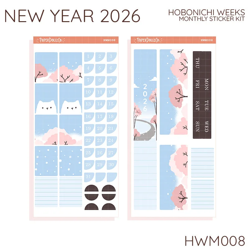 Welkom nieuw jaar | Hobonichi Weeks Maandstickers ( set van 2 ) - HWM008