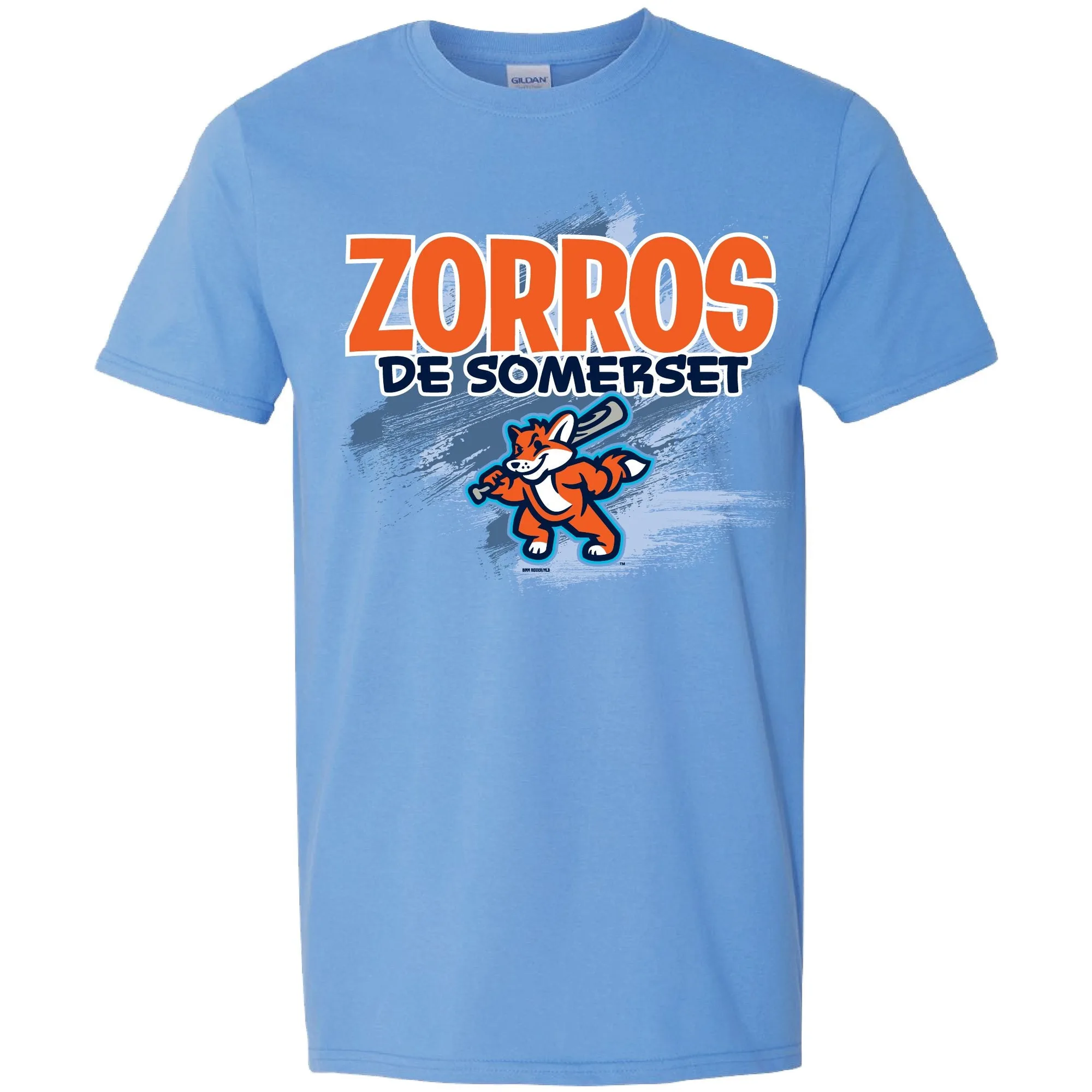 قميص سomerset Patriots للكبار بلون كارولينا الأزرق بنمط Softstyle Zorros de Somerset Plane Fulltone T-shirt