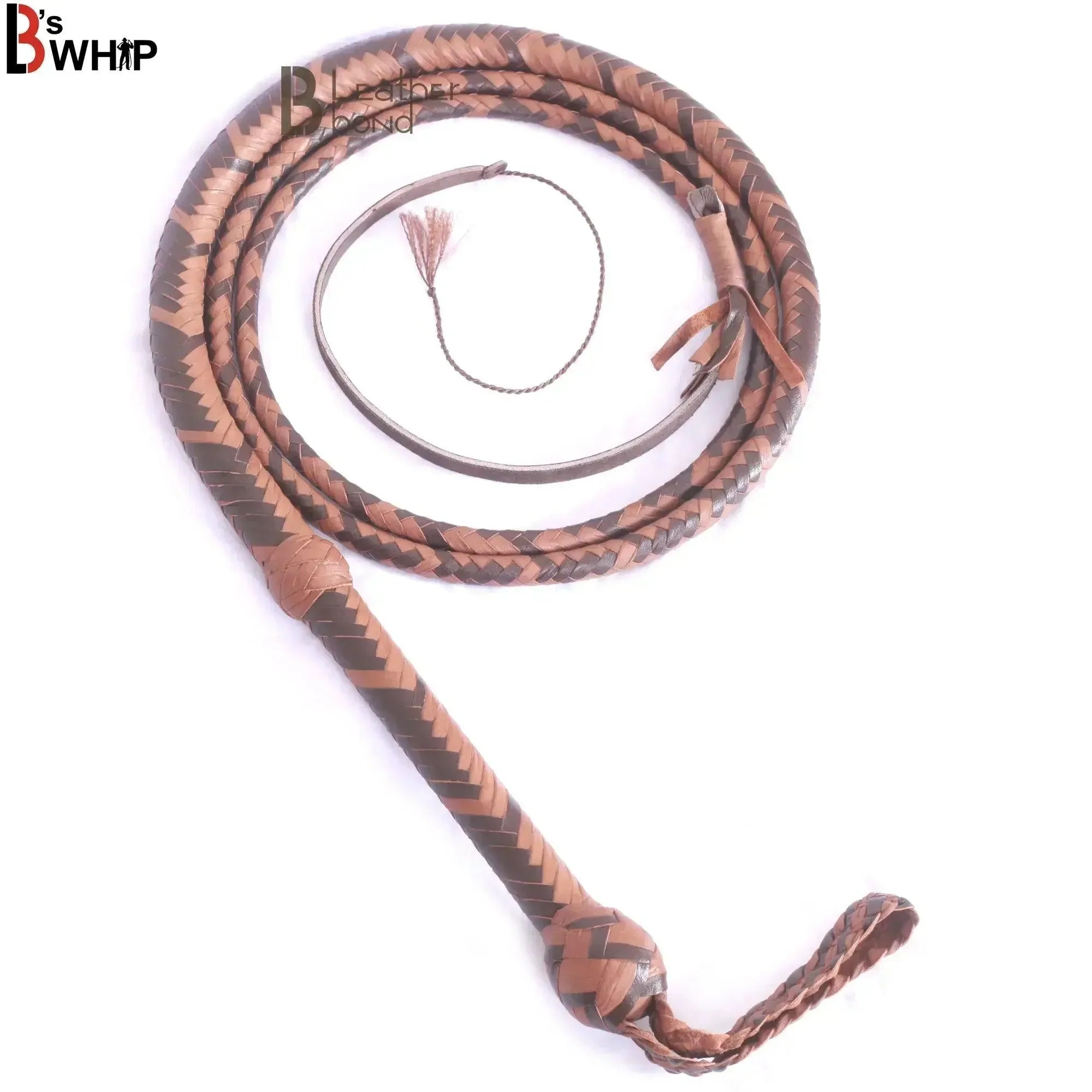 Indiana-Jones-Stil 6 Fuß 16-fach geflochtene dunkelbraune Leder-Bullwhip, echtes Rindsleder-Bullwhip