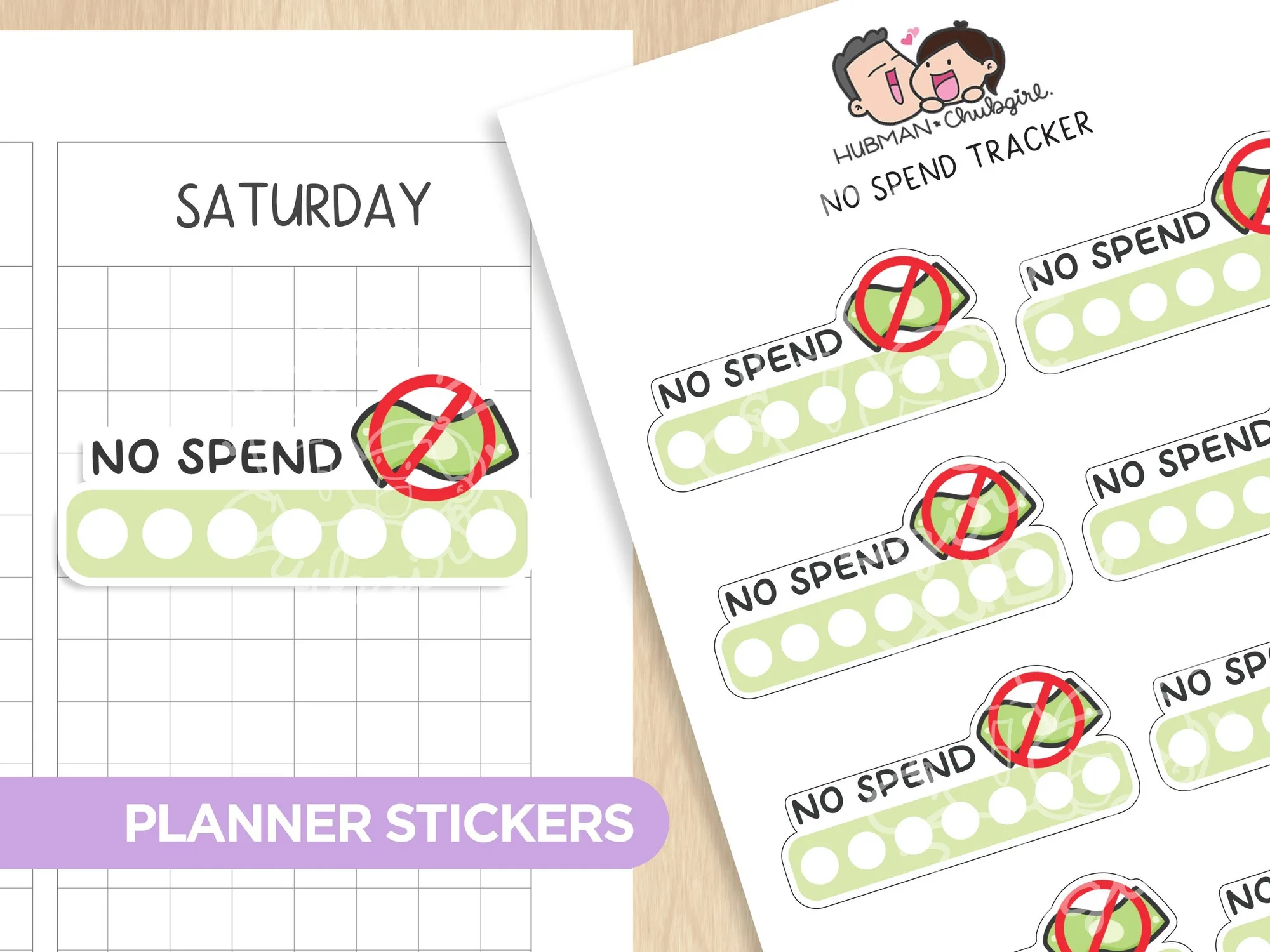 Autocolantes de planner No Spend Tracker