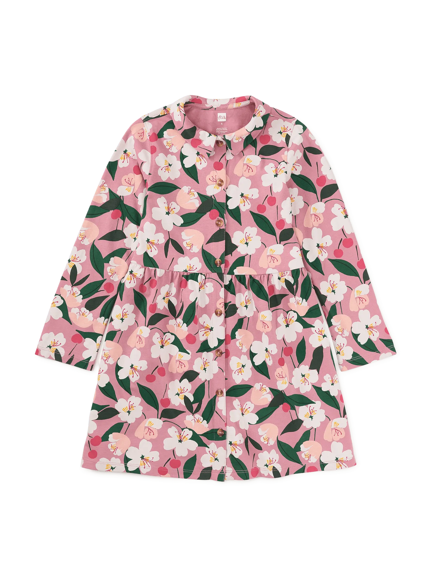 Vestido camisero de manga larga con cuello