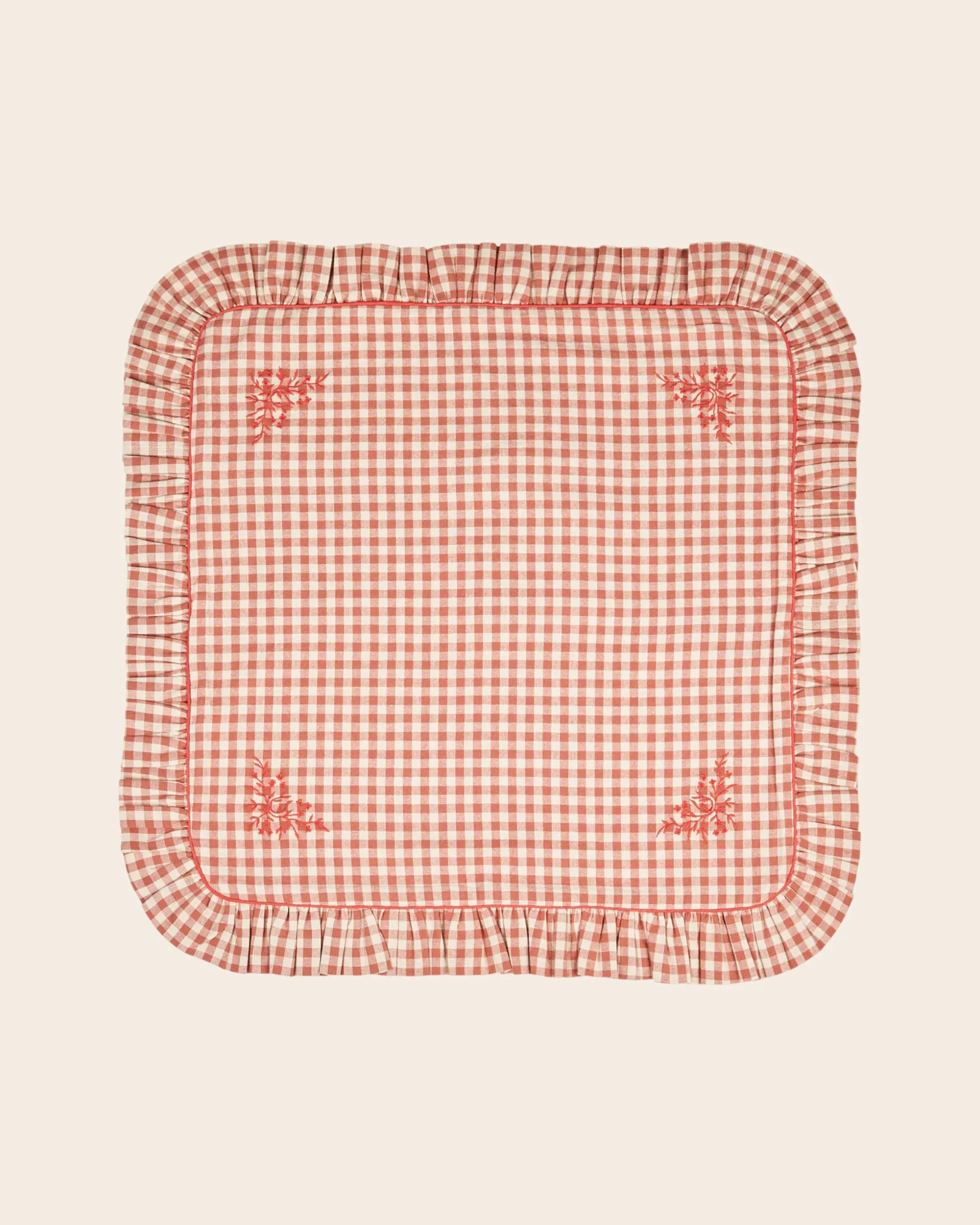 Housse de coussin - Vichy terracotta