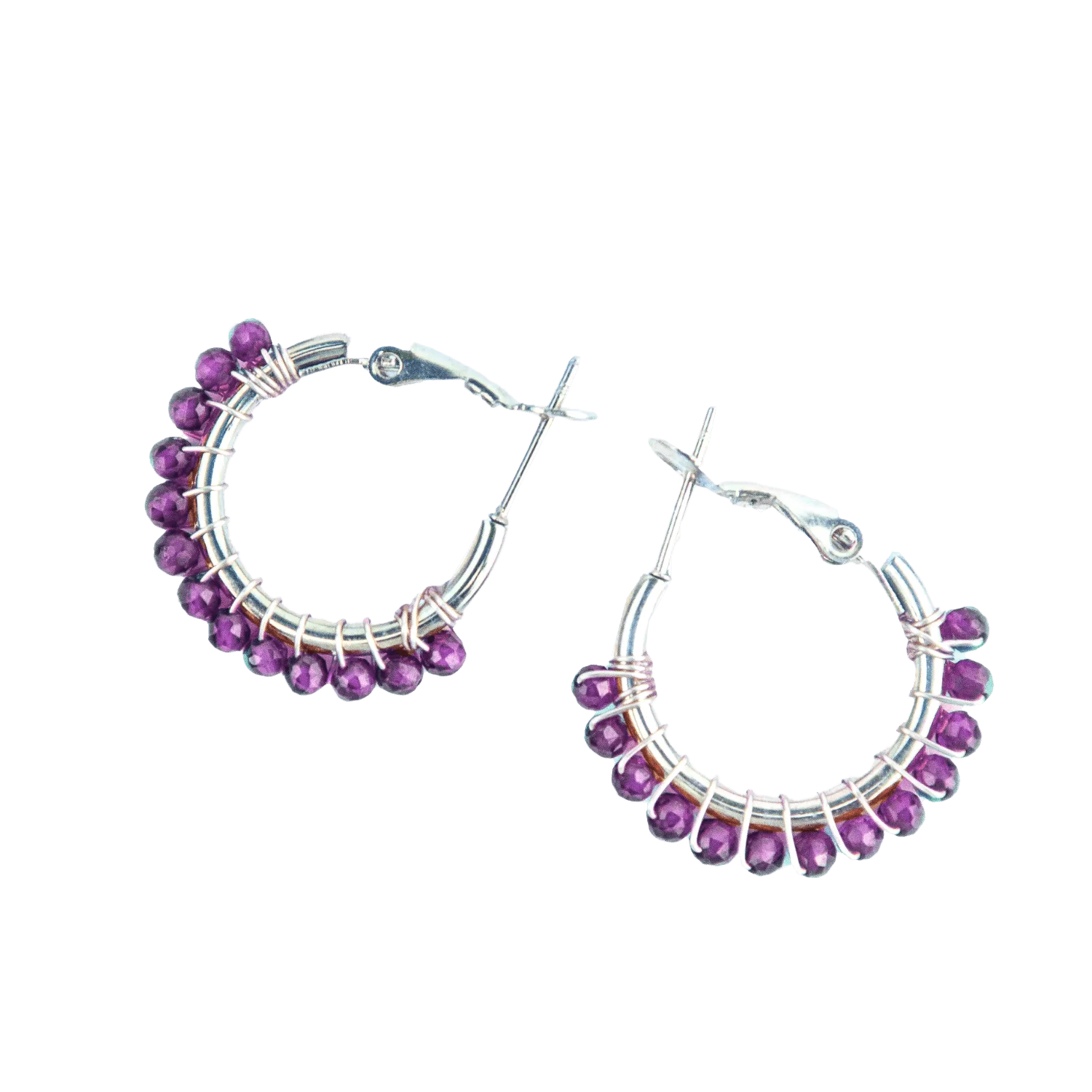 Amethyst Crystal Hoop Earrings