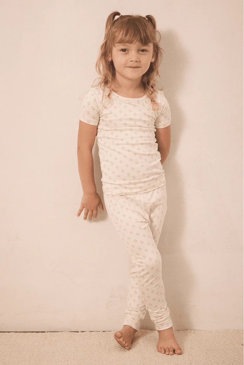 Blush Floret Short-Sleeve Toddler Sleep Set