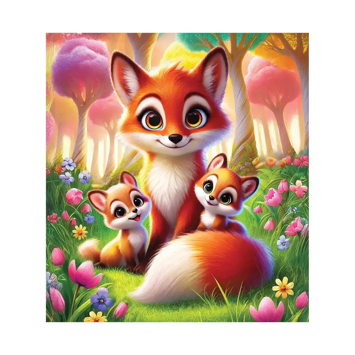 Wooden Puzzle 20 Whimsical Fox Family