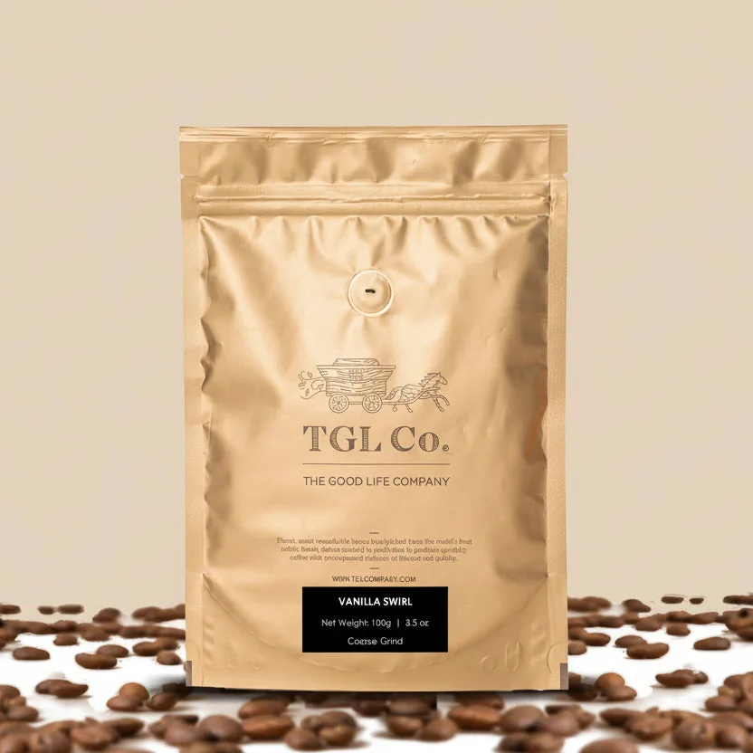 Como preparar café moído Vanilla Swirl para um chávena suave