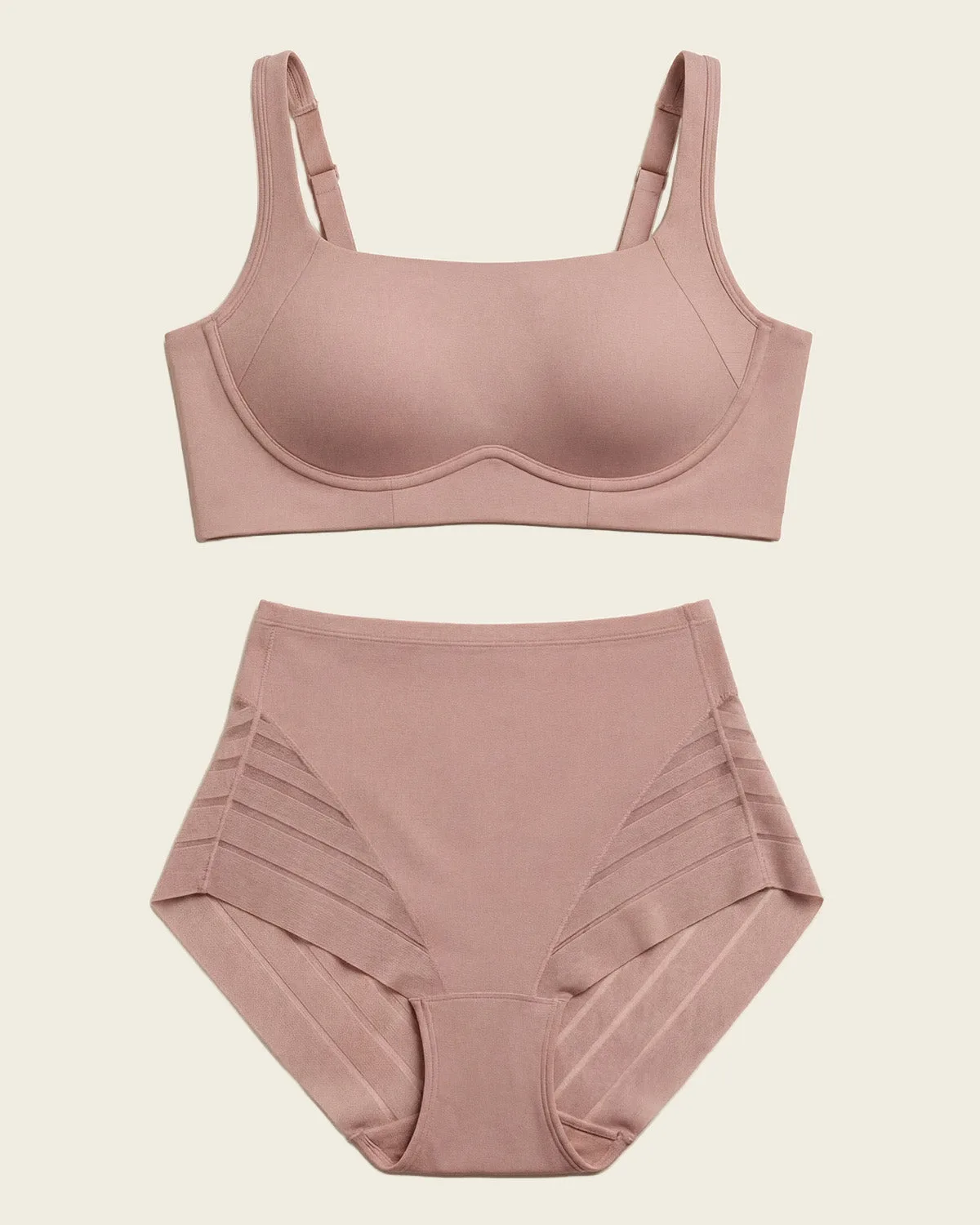Everyday Bra + Stripe Undetectable Shaper Panty in Rosewood