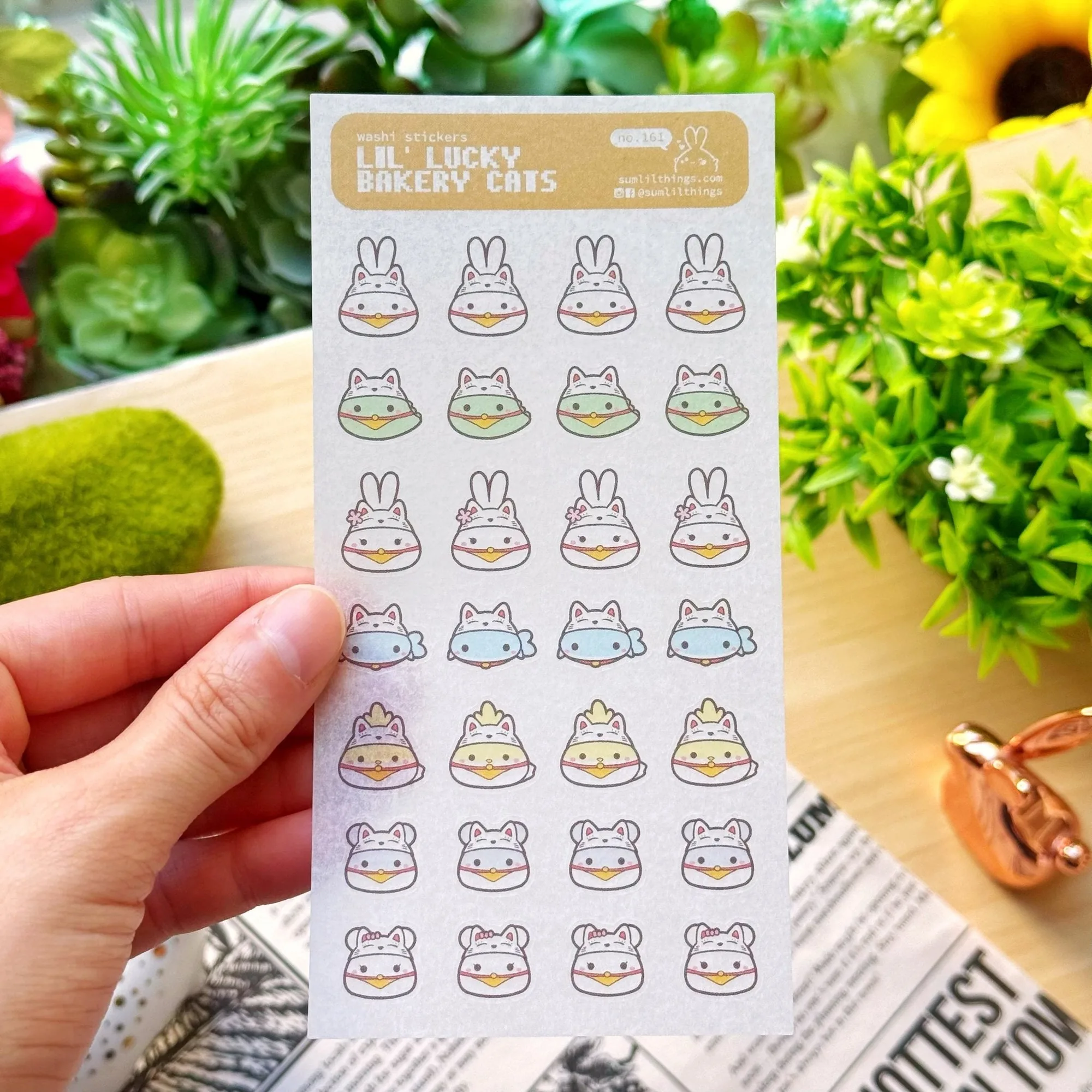 Pegatina Washi - Pequeños gatos de la panadería de la suerte