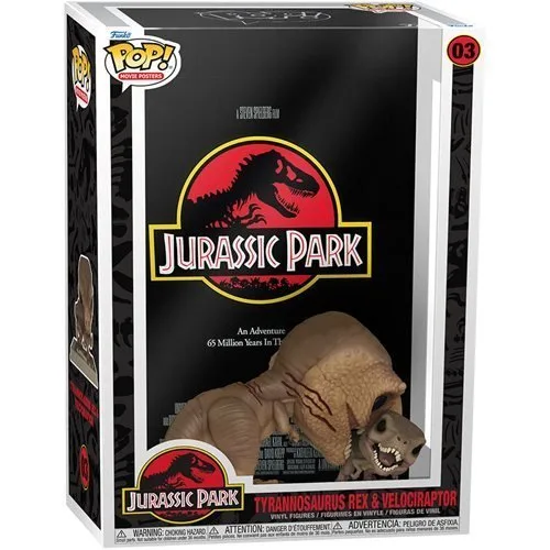 Funko Pop! Jurassic Park Tyrannosaurus Rex Velociraptor Poster del film con custodia
