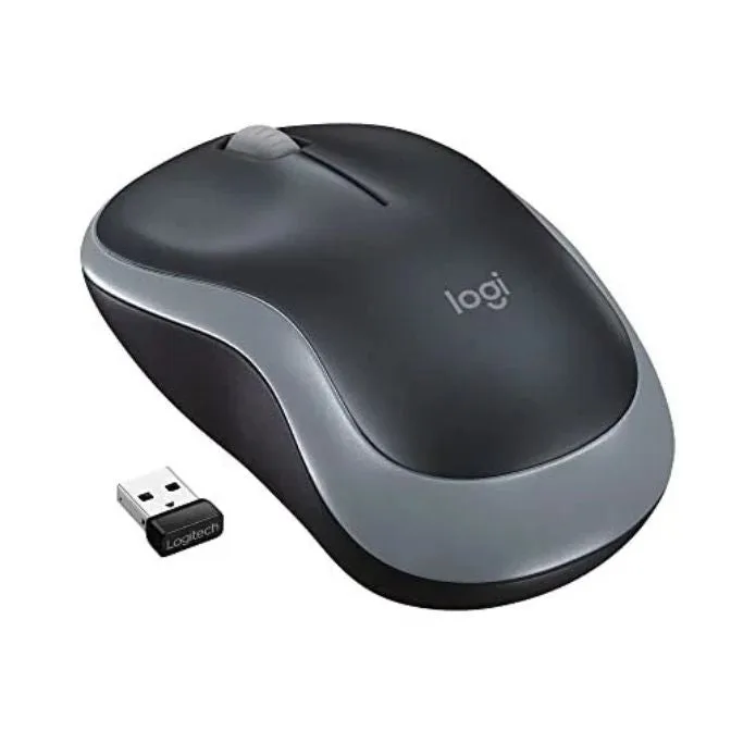 Logitech M185 ماوس لاسلكي، 2.4GHz مع مستقبل USB صغير، عمر بطارية 12 شهرًا، تتبع بصري 1000 DPI، للاستخدام باليدين PC/Mac/Laptop - رمادي سريع