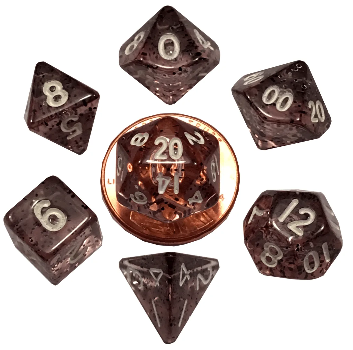 Ethereal Black 10mm Mini Polyhedral Dice Set