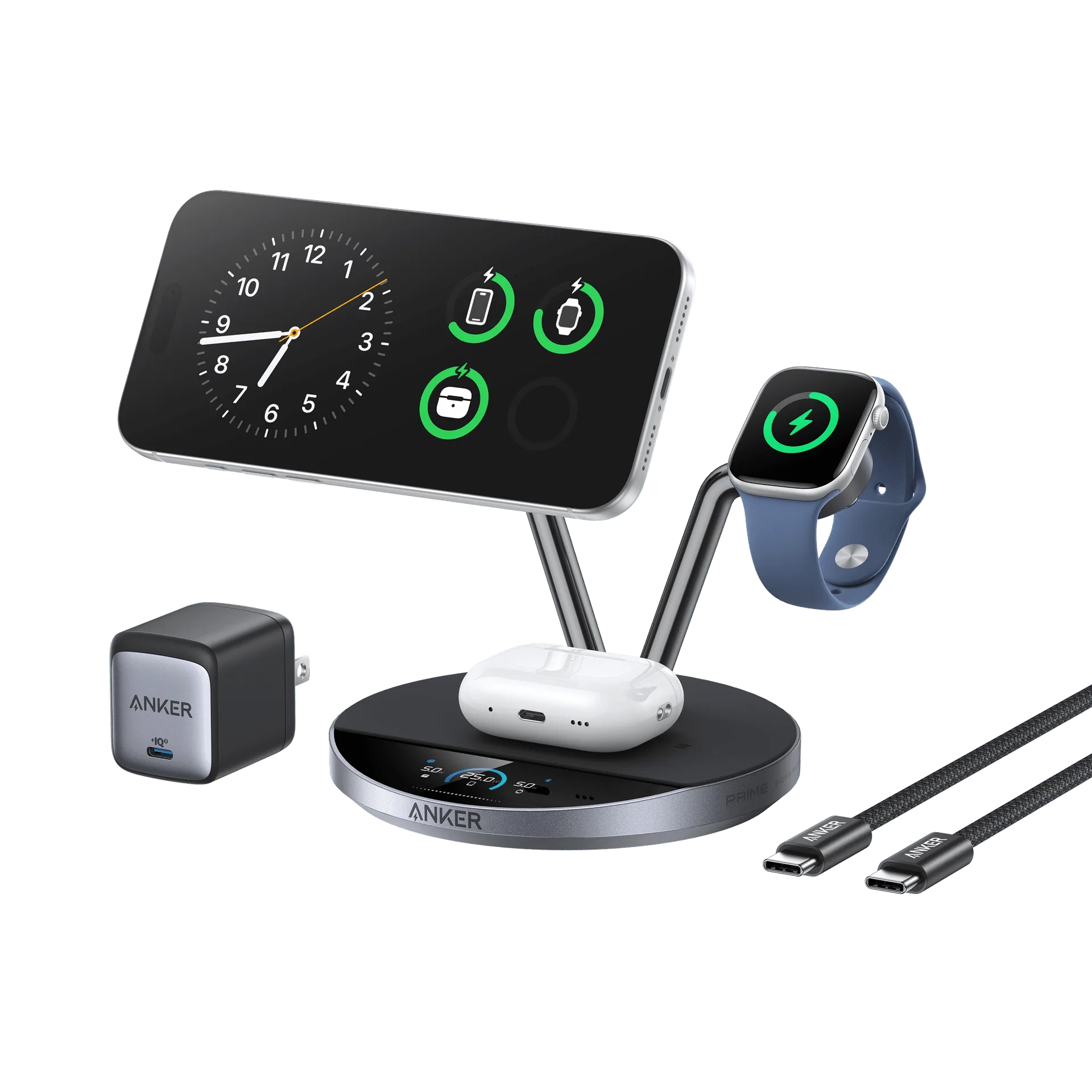 Anker Prime Wireless Charging Station (3-in-1, MagGo, AirCool, Dock Stand)