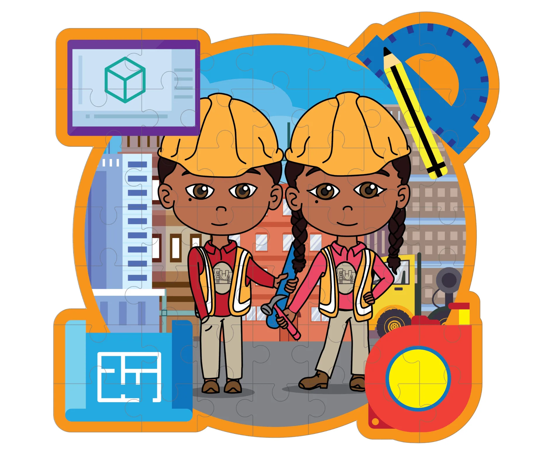 Dadisi Academy Reuzen STEM-puzzel 3ft (Alex en Ava Architectuur en Techniek) Mijn basis ontwerpen, mijn toekomst bouwen!