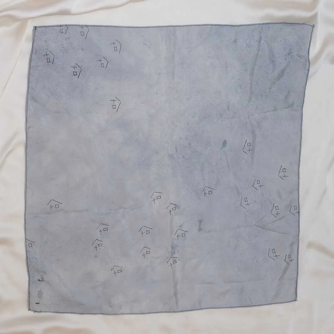 Hand-Dyed Little Houses Small Square Silk Scarf