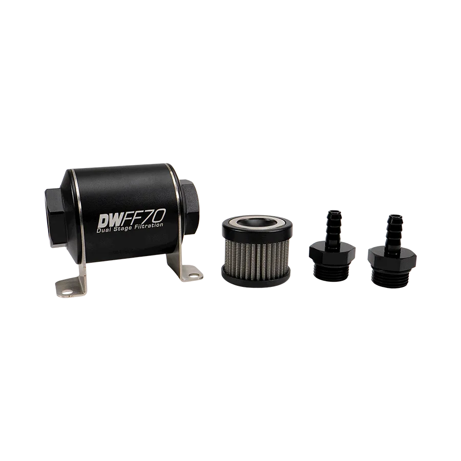Kit filtre à carburant en ligne 5/16 po barbelé, 5 microns, 70 mm