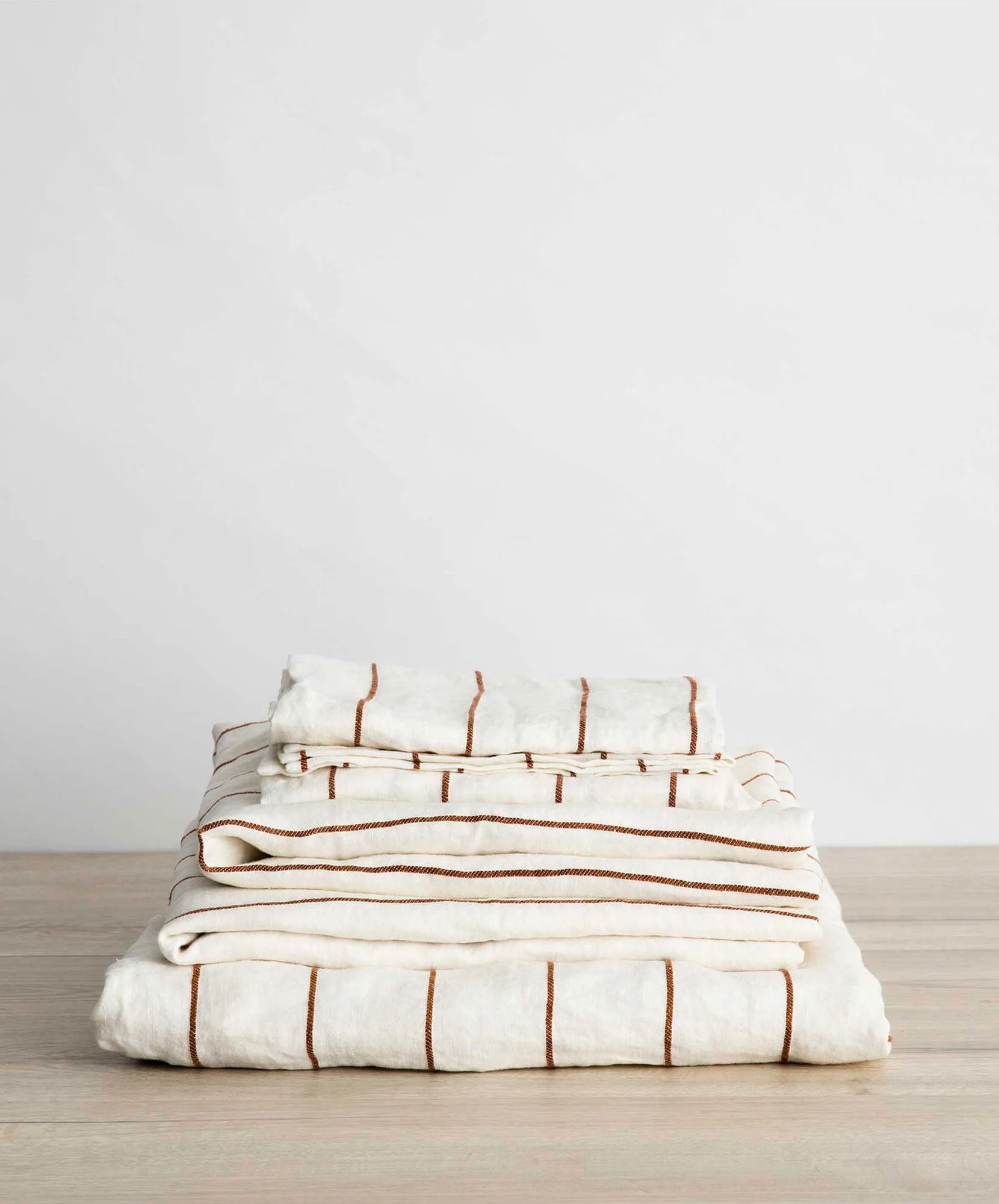 Linen Sheet Set with Pillowcases - Cedar Stripe