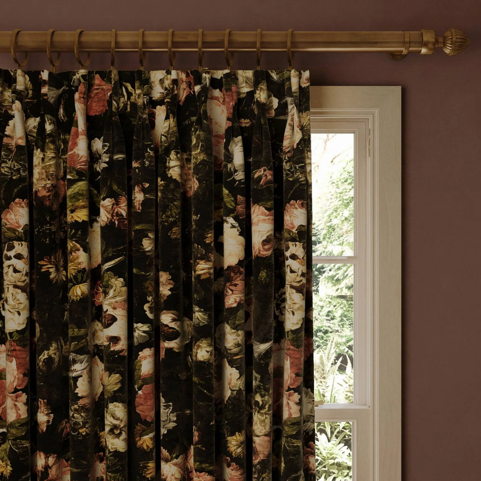 MIDNIGHT GARDEN Velvet Curtain - Multi