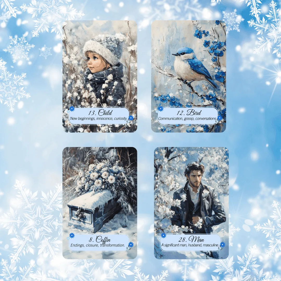 Winter Pastures Lenormand ❄️ A 45-card Lenormand-style deck with built-in meanings for intuitive, oracle-style readings