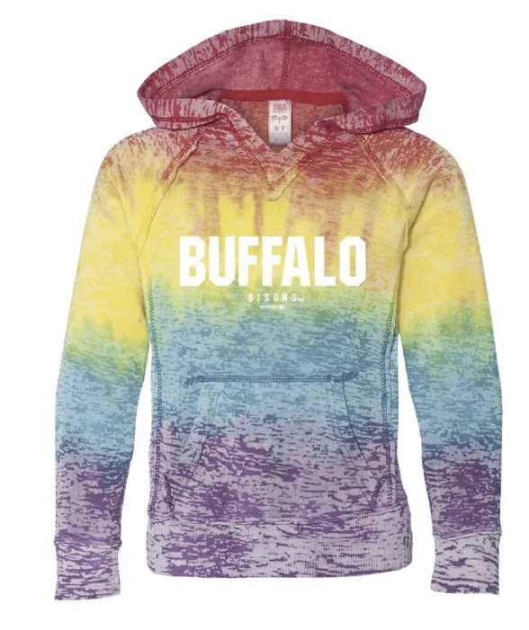Buffalo Bisons Youth Rainbow Burnout Hoodie
