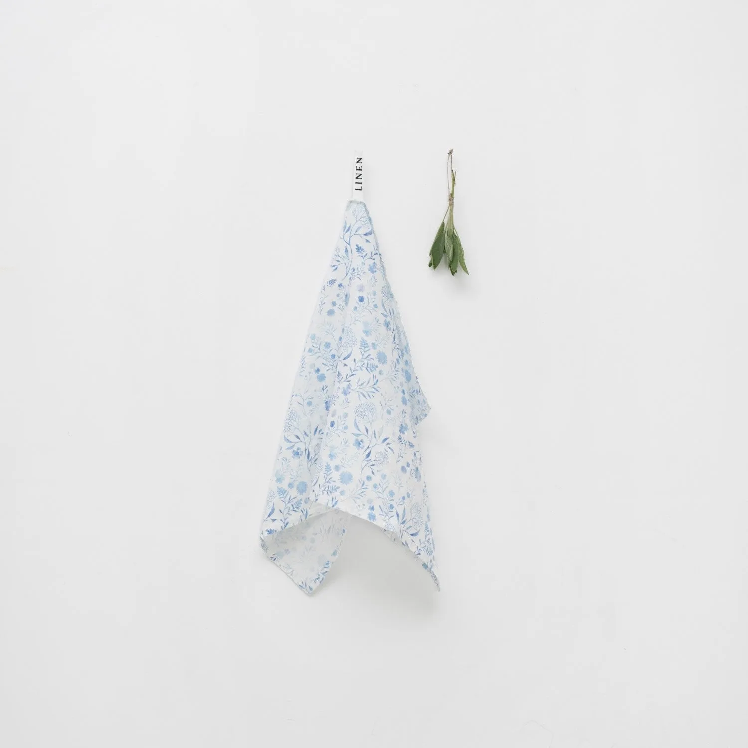 White Botanical Blue Linen Kitchen Towel: Care Instructions for Vibrant Prints
