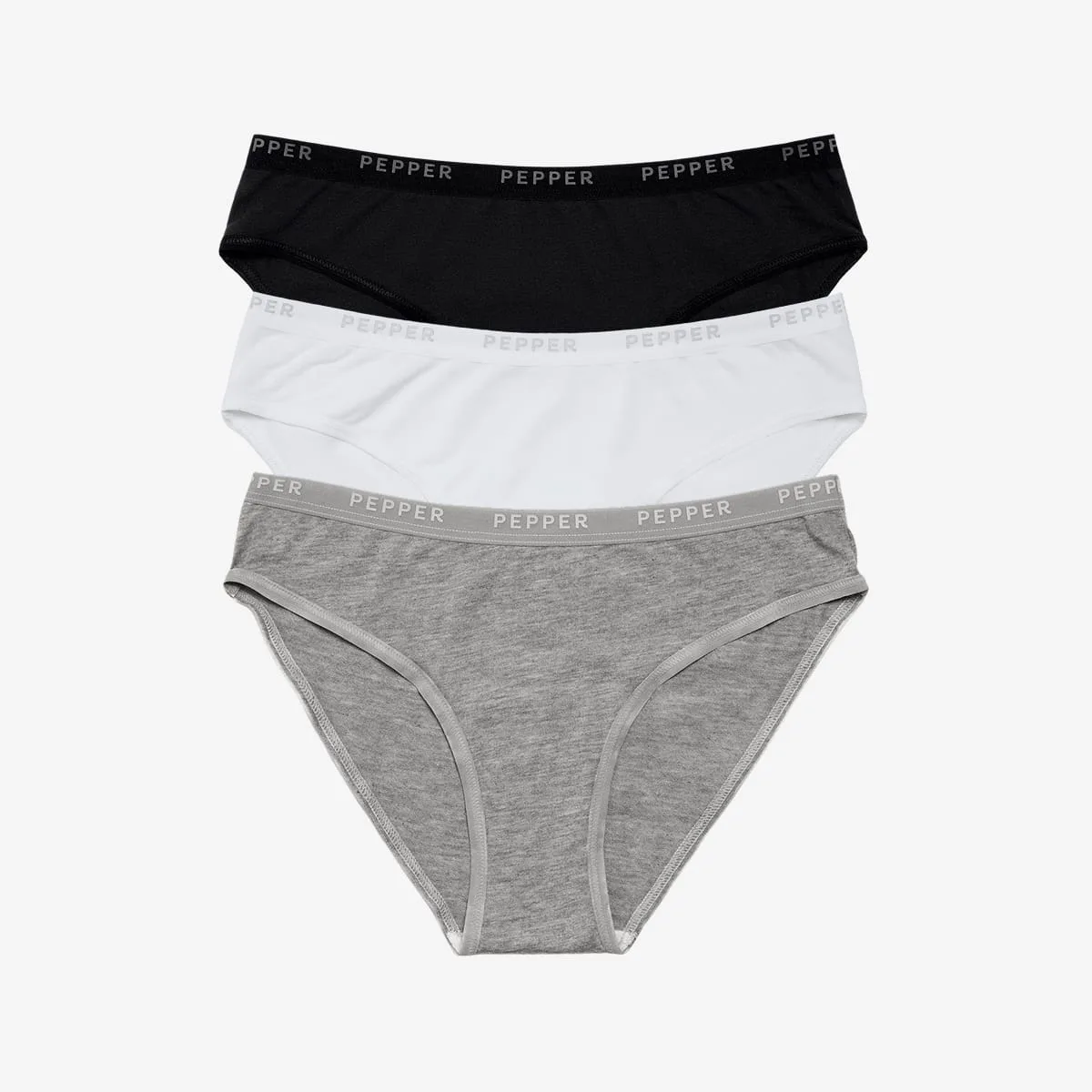 Supima® Cotton Bikini 3 Pack Heather Grey/White/Black