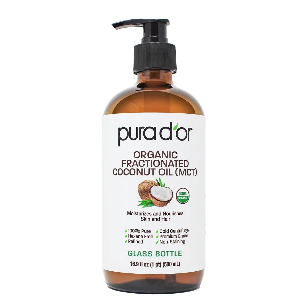 Organic Fractionated Coconut Oil 16.9oz - Glass Bottle