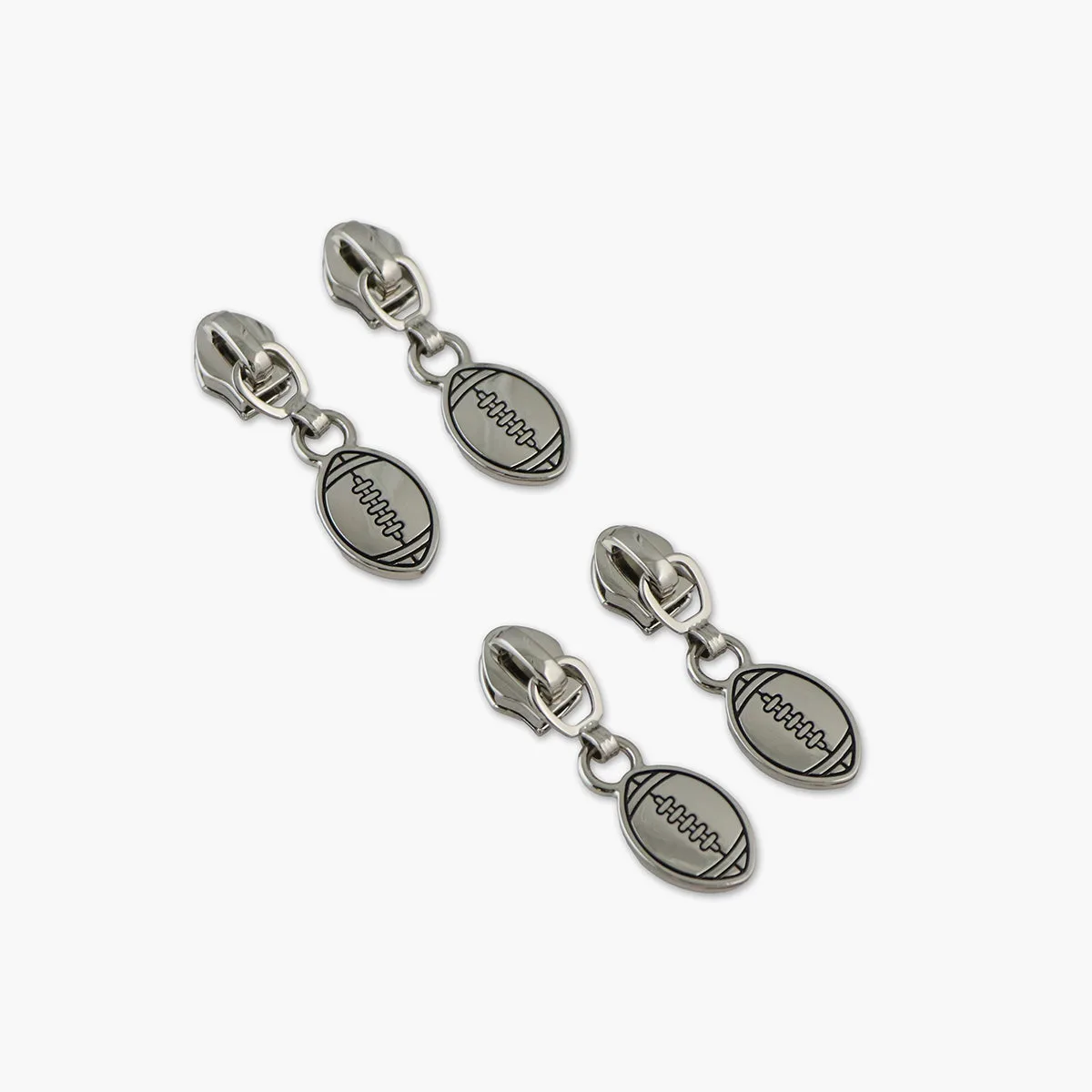 Four #5 Football Zipper Pulls