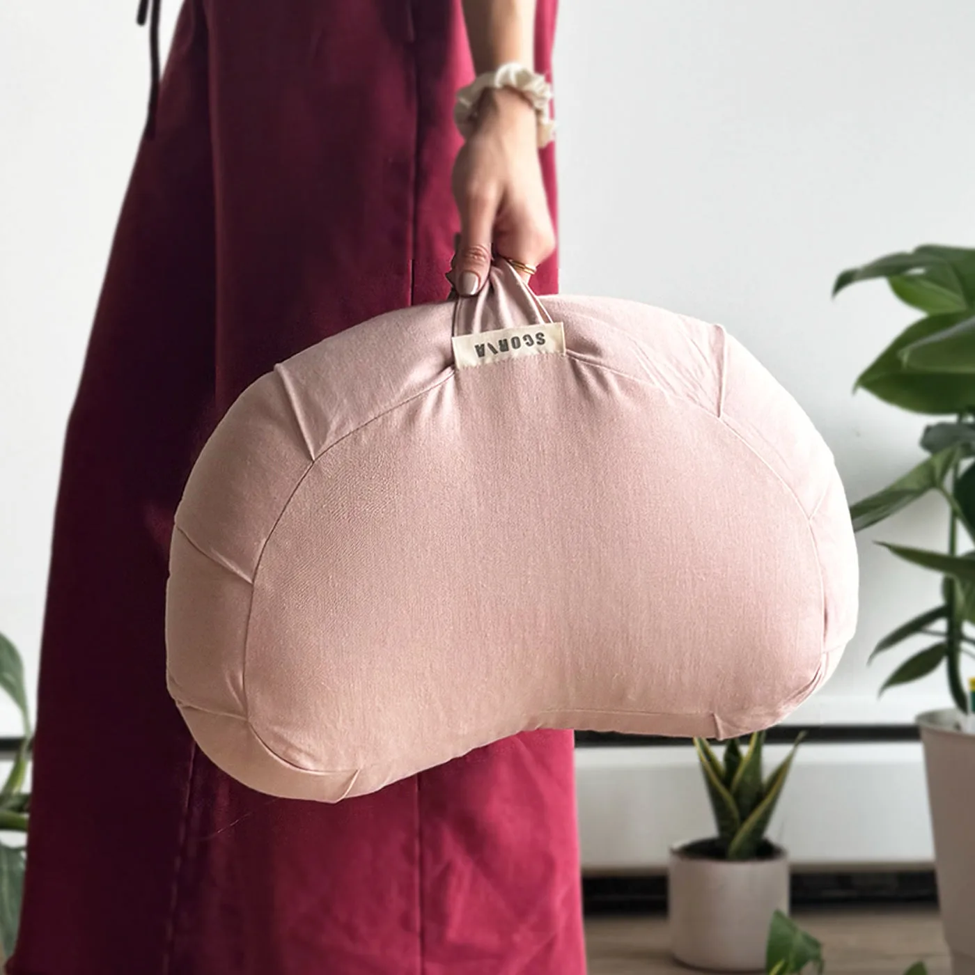 Almofada de Meditação Natural Crescent | Rosa Suave