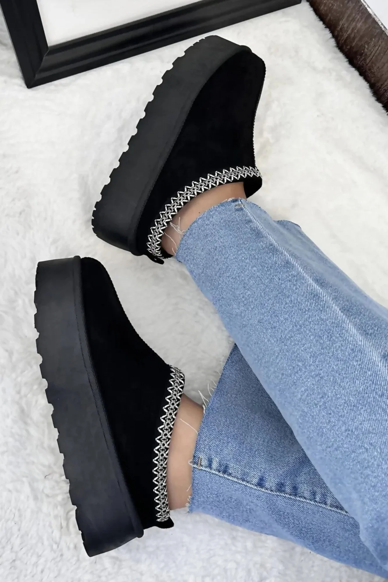 Platform Slip On with Embroidered Braid Slippers - Salva