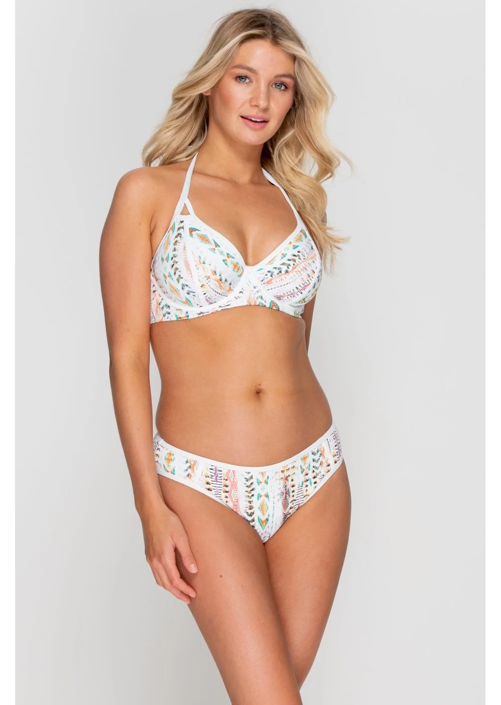 Fuller Bust Dakota Tonal Print Bügel-Halter-Bikini-Oberteil, D-GG Körbchengrößen