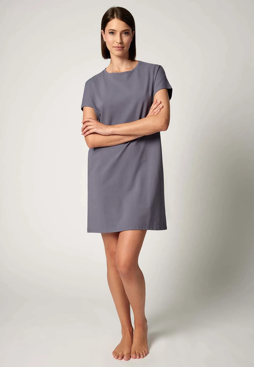 Night Basic Selection Nachthemd kurzarm | faded denim 019017-01H268