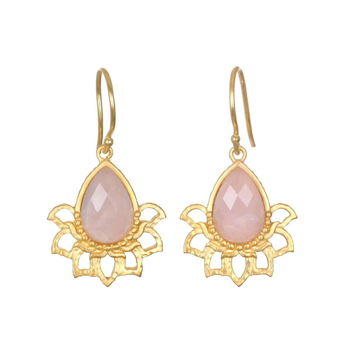 Awakened by Love Rose Quartz Lotus Petal Earrings