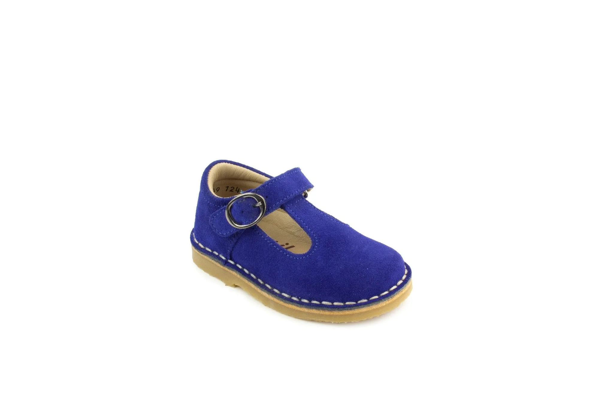Petasil: Crosspatch Classic T-Bar Girls Shoes - Electric Blue Suede