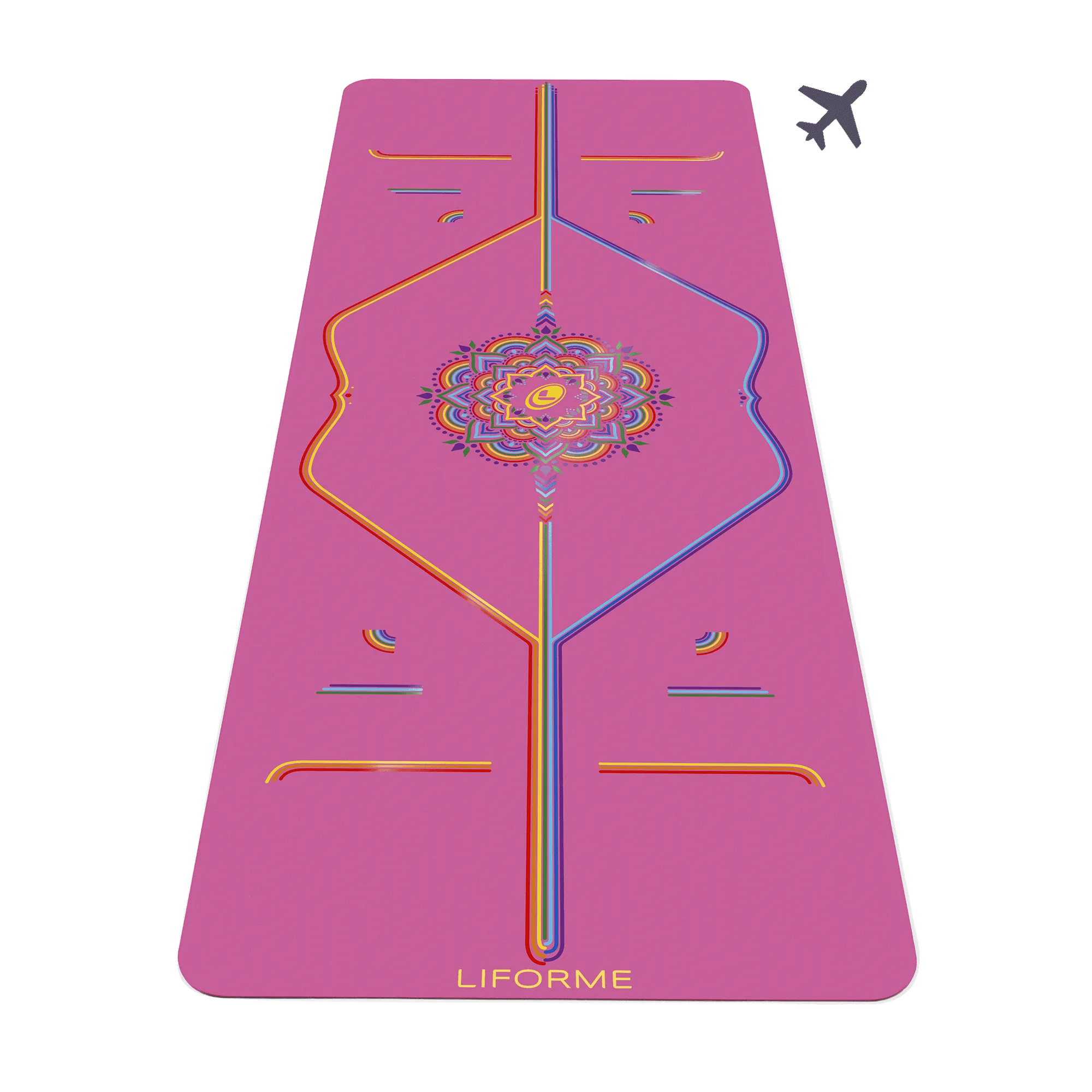 "Very Near Perfect" Liforme Rainbow Travel Yoga Mat Grateful Pink